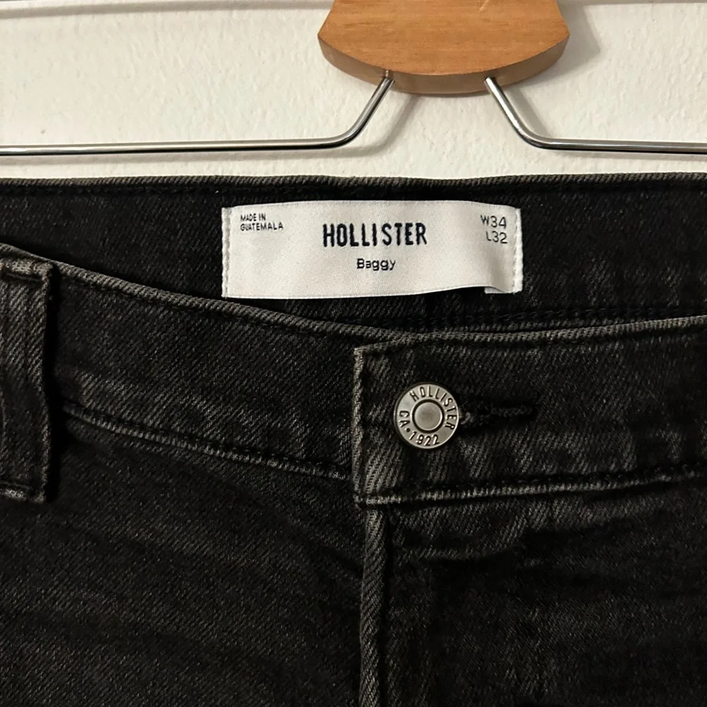 ⭐️ NEW Hollister Baggy Men's 34x32 Black Cargo Pants Jeans
